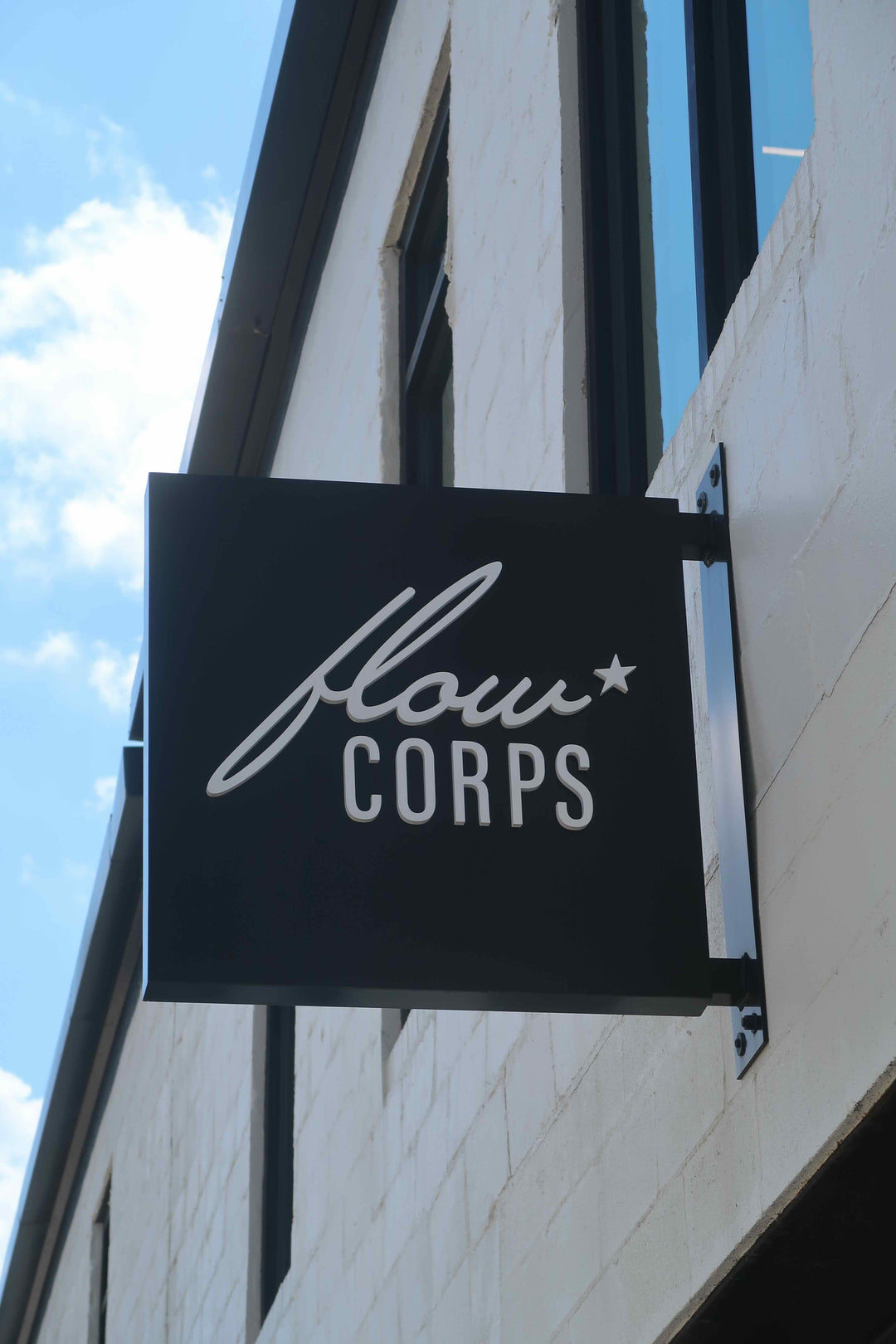 Downtown Raleigh exterior studio signage for a Pilates studio